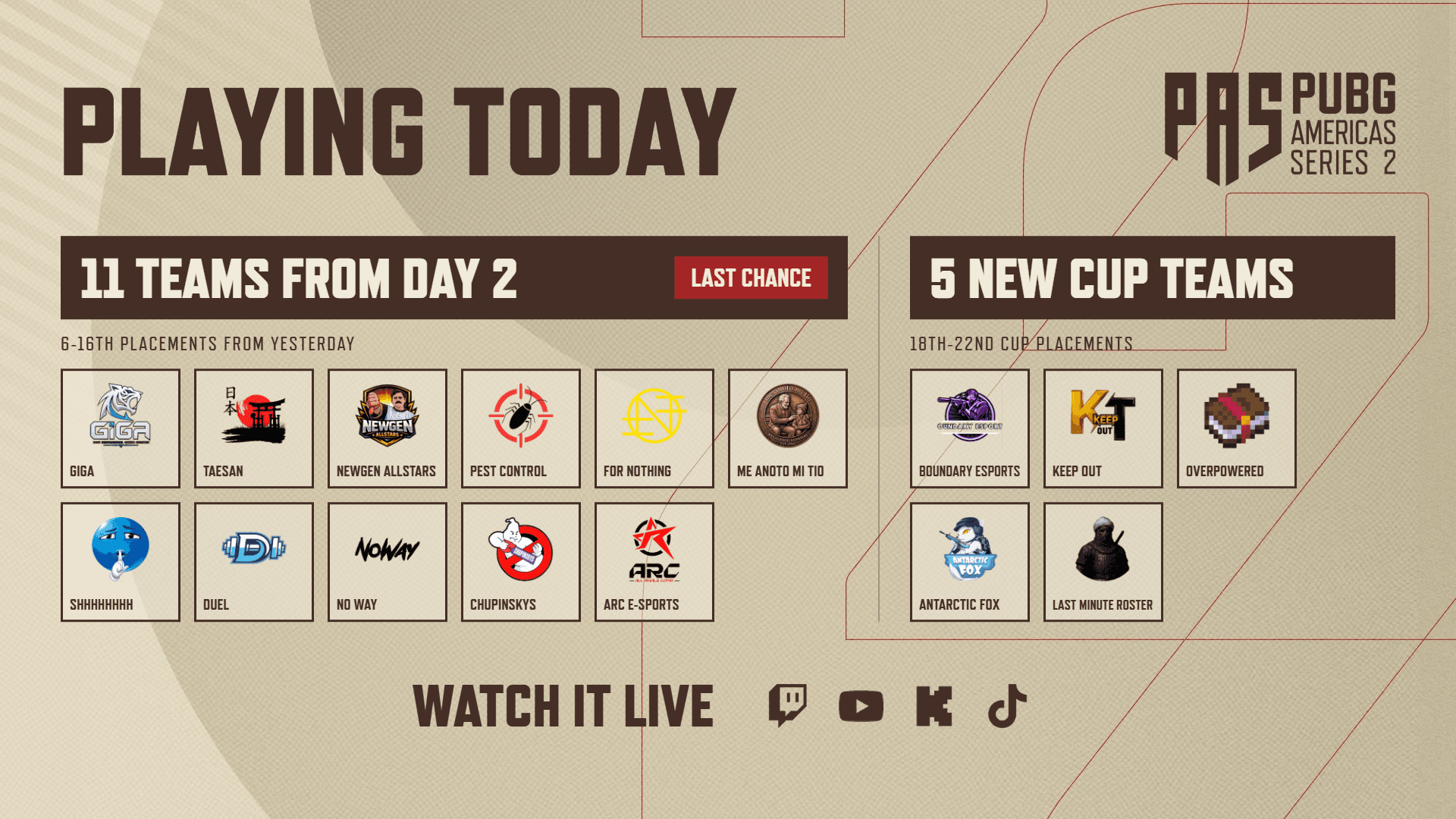 PUBG Americas Series 2: Playoffs 2 Day 3 is LIVE!! image
