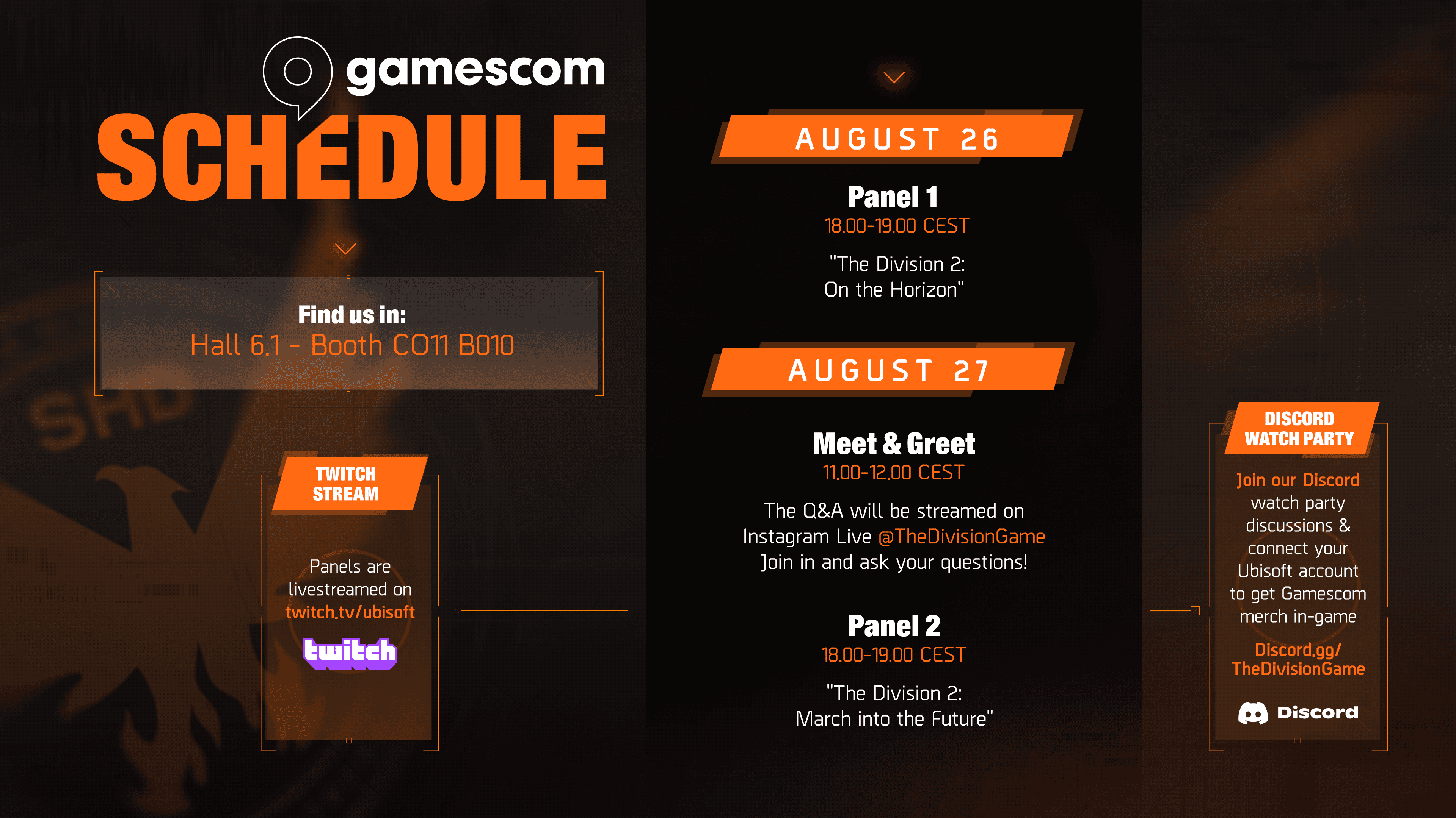 The Division 2: Gamescom 2026 Schedule image