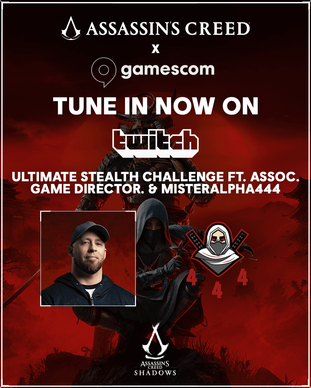 🥷 WE'RE LIVE on AC Shadows at Gamescom 2026! 🔴 image